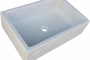 Terrazos Cantalejo - Pilón Fregadero o Pila de Piedra Artificial Similar al Granito o mármol de 70x46x21 cm. (Blanco)
