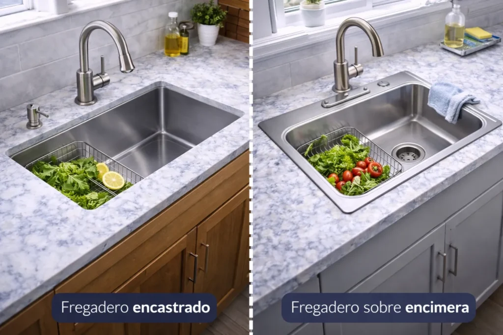 Fregadero encastrado o sobre encimera