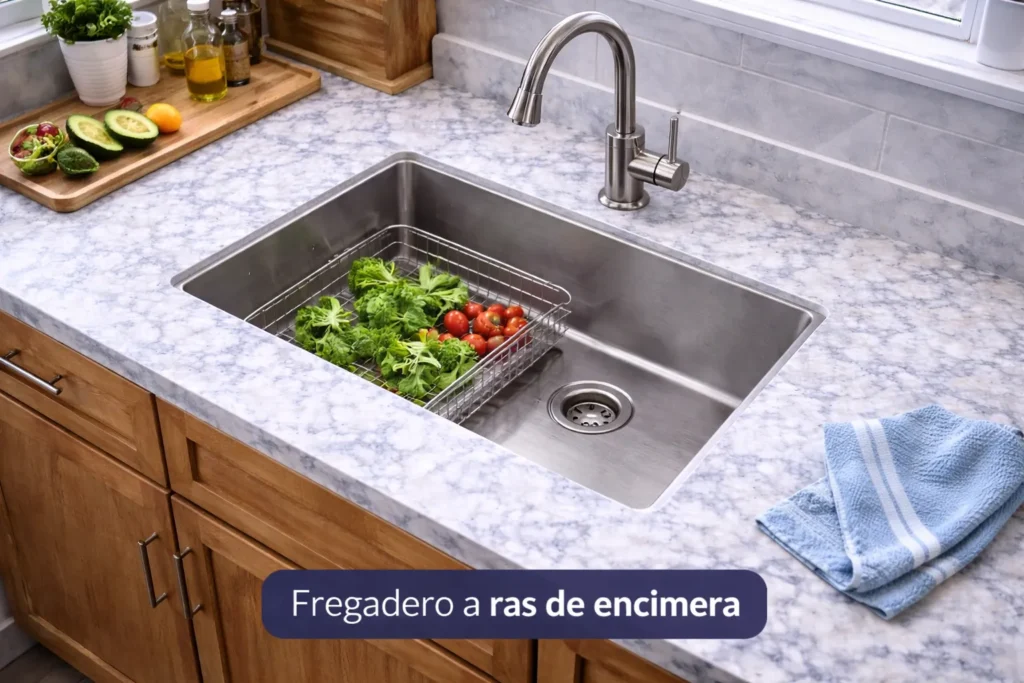 pila de cocina al ras de encimera